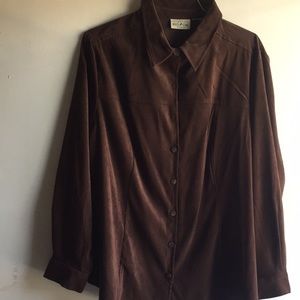 Brown button down top